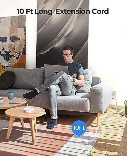 Compact ORICO Travel Power Strip with 3 AC Outlets & 3 Fast USB Ports (1 USB-C) – Space-Saving Flat Plug Extension Cord for Effortless Charging on Cruises, Hotels & Airports – Essential Travel Accessory in Sleek White Design