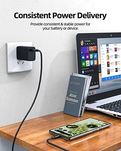 Ultra-Portable 20 W Fast Charging Wall Charger for Google Pixel Devices – Ideal for Pixel 8, 8 Pro, 7 Series, and More – Sleek Foldable Design with 6 ft USB-C Power Cable for Maximum Versatility and Efficiency – Optimized for Rapid Power Delivery and Enhanced Compatibility