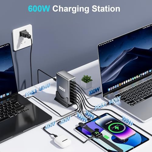 High-Powered 440 W Ga N 8-Port USB-C Charging Hub – Dual PD & PPS Fast Charger for Mac Book Pro/Air, i Phone 16/15/14/13/Pro Max – Compact, Durable Solution for Home, Office & Travel Efficiency