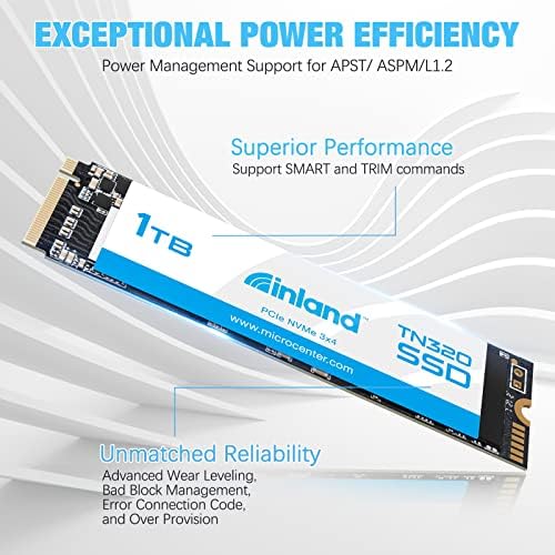 Transform Your PC Experience with the INLAND TN320 512 GB NVMe M.2 PCIe Gen3 x4 SSD – Unleash Up to 2000 MB/s Speeds, Perfect for Gaming and Content Creation, Advanced 3 D NAND Technology for Superior Durability and Enhanced Compatibility with Laptops and Desktops