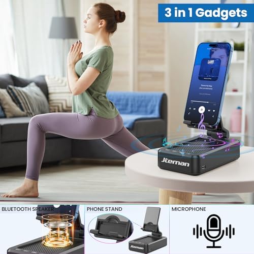 Transform Your Multimedia Experience with the JTEMAN Adjustable Tablet Stand Featuring Bluetooth Speakers – Versatile Kitchen Gadget and Perfect Gift for Him or Her – Wireless Charging Station for Phones and Tablets, Enhanced Compatibility for All Devices