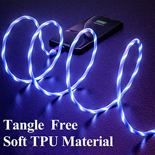 Illuminate Your Charging: 2-Pack LED USB A to C Charger Cable – Vibrant Light-Up Type C Cord for i Phone 15, Samsung Galaxy S21/S20/S10/S9/S8, Note 20, LG V30/V20/G6 – 78-Inch Durable Fast Charging Solution in Purple & Green