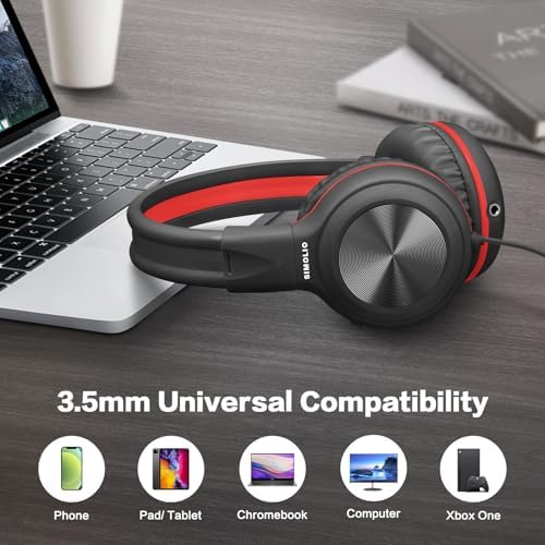SIMOLIO 2-Pack Foldable Wired Headphones with Volume Limiter – Lightweight & Comfortable 3.5 mm Audio Solution for Kids and Adults – Perfect for Travel, Home, Office, Music, Gaming, and Calls – Exceptional Sound Quality and Durability