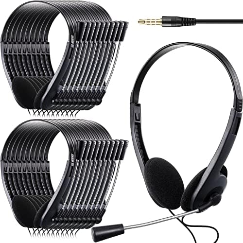 Yunsailing 30-Pack Classroom Headphones with Microphone – Premium Bulk Set for Enhanced Student Engagement, Lightweight Adjustable On-Ear Design with 3.5 mm Jack for Seamless Learning & Communication in Educational Environments