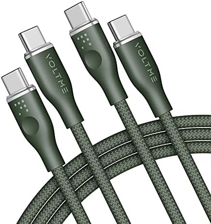 VOLTME 3.3 ft USB C Cable 2-Pack – Premium Nylon Braided Type C Charger for Fast Charging & High-Speed Data Transfer – Compatible with Mac Book Pro 2020, i Pad Pro 2021, Galaxy S22, Pixel, Switch & More – Durable, Universal Charging Solution in Grey for Enhanced Performance and Longevity