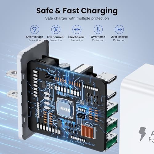 40 W USB-C Power Hub Duo: Versatile Fast Charging Station with 4 Ports for i Phone, i Pad, Air Pods & Apple Watch – Compact Travel Charger with Safety Features for Efficient Device Charging