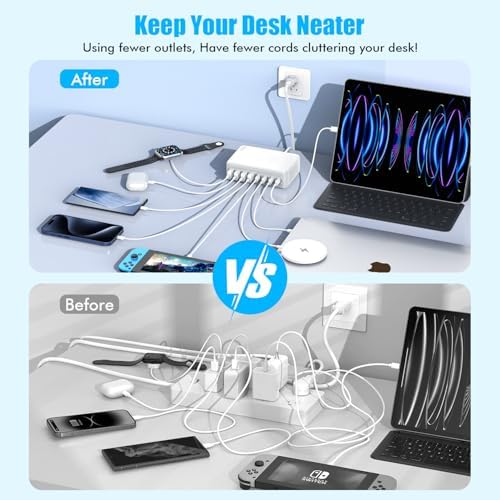 200 W Ga N 8-Port USB C Charging Station – High-Speed Multi-Device Power Hub for i Phone 16/15/14, Mac Book Pro/Air, & More – Ultimate Compact Charger with Enhanced Safety Features for Home, Office, or Travel Use