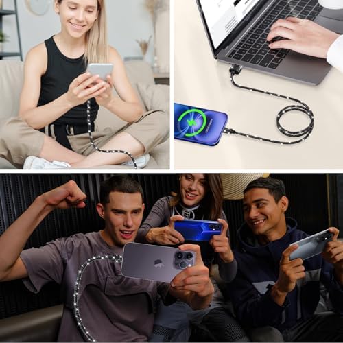 Black Diamond MFi Certified Fast Charging Cable for i Phone – 4 FT USB-A to Lightning Cord with Sparkling Rhinestone Design, Compatible with i Phone 14, 13, 12, 11 Pro Max, XR, XS, X, 8, and 7 – Durable and Stylish Charging Solution for Rapid Power Delivery