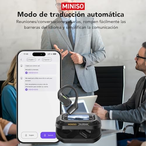 MINISO M98 Bluetooth 5.4 Open Ear Translation Earbuds – Advanced Real-Time Language Translator with 135 Languages, Waterproof Features, and LED Battery Indicator for Effortless Communication While Traveling, Working, or Exercising