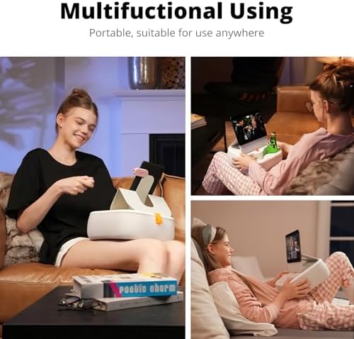 Ultimate Magnetic Tablet Pillow Stand – Ergonomic Lap Holder with Dual Magnetic Rings for Secure Device Support, Compatible with 4-13″ Tablets, Phones, and Kindles, Cozy and Lightweight Design for Home, Travel, and Office Use in Sleek Black