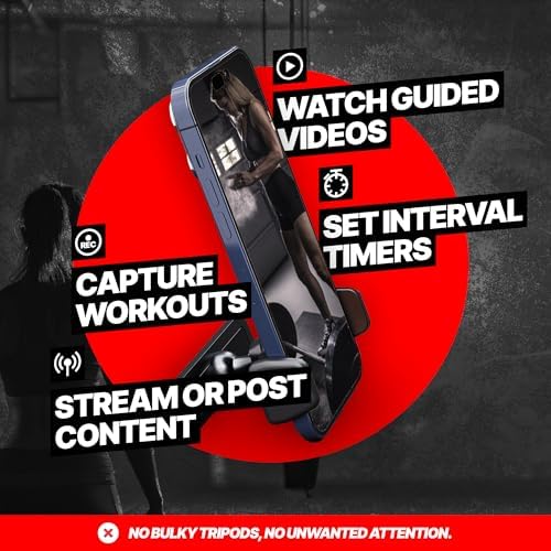 Magnetic Phone Holder for Gym – Essential Gym Rats Stuff – Magnetic Tripod for iPhone and Magnet Phone Mount- Home Workout Accessories and Gear – Enhanced Compatibility and Speed