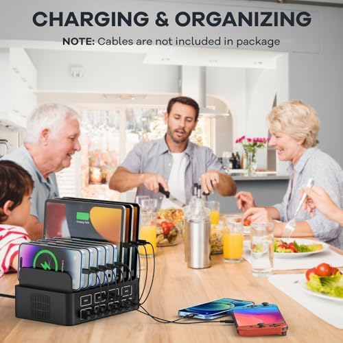 Ultimate 16-Port USB-C Fast Charging Station – RUANSZZ 150 W/35 A Multi-Device Charger for Smartphones, Tablets, and E-Readers – Efficient Power Organizer with Enhanced Compatibility and Safety Features