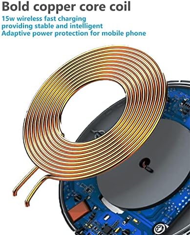 15 W Fast Wireless Charging Pad for Samsung Galaxy S24/S23/S22/S21/S20/S10/S9/S8/Note Series & i Phones | USB-C Qi Compatible Charger for Effortless Power Delivery | Sleek Design for Modern Workspaces & Nightstands | No AC Adapter Required for Enhanced Convenience