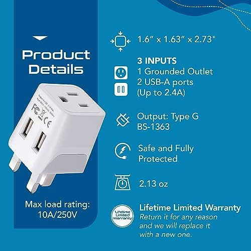 Compact Travel Power Adapter Set for Brazil, Peru & Chile – 20 W Dual USB & USB-C Charger with 2 USA Sockets – Fast Charging with Type C & N Attachments – Portable Plug Converter for Global Travelers – Stay Connected Anywhere