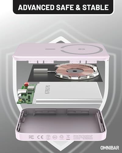 Ultra-Slim Magnetic Power Bank – 5000 m Ah Wireless Charger for i Phone 16 Series with 20 W Fast Charging and USB-C Cable, Stylish Purple Design for Effortless Portability and Enhanced Compatibility