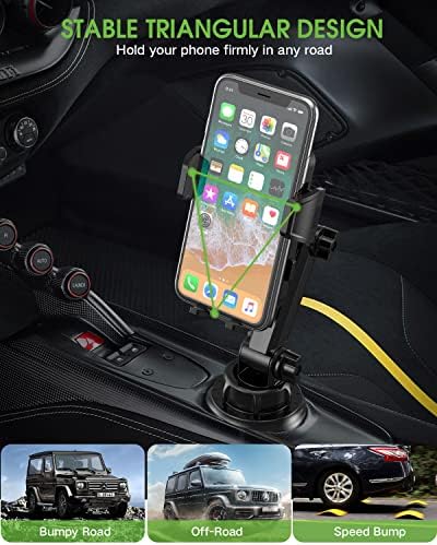 2025 Premium No-Shake Cup Phone Holder for Vehicles – Universal Adjustable Mount for Cars & Trucks, Expandable Base for Secure Fit, Compatible with All Smartphones Including i Phone & Samsung – 2 Pack for Enhanced Convenience and Safety