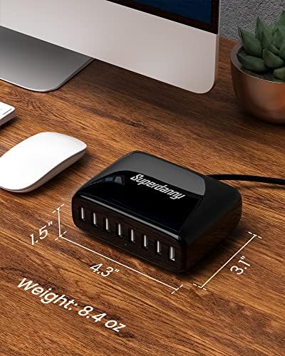 High-Efficiency 8-Port USB Charging Station by SUPERDANNY – Compact Multi-Device Hub for i Phone, i Pad, Galaxy, Air Pods & More – Advanced Safety Features for Fast, Reliable Charging in Home or Office Environments