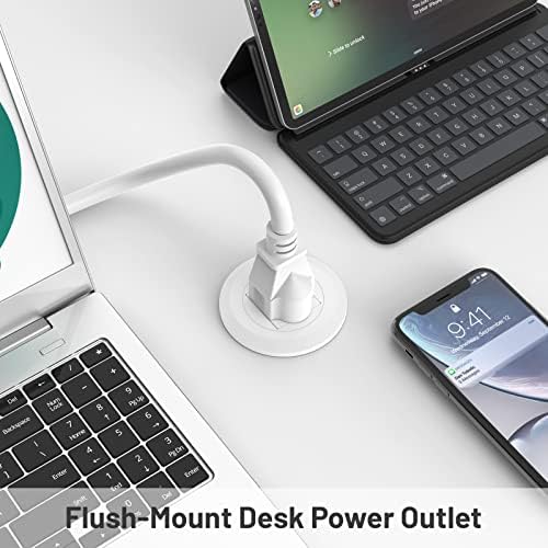 Revolutionary Mini Desktop Power Hub Grommet with 6.56 FT Extension Cord – Sleek Recessed Outlet for Effortless Charging of Laptops, Smartphones, and More – Ideal Desk Accessory for Clutter-Free Workspaces and Enhanced Device Compatibility