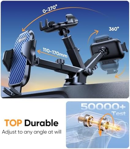 VICSEED Military-Grade Adjustable Phone Holder for Cars – Unmatched 95+ lbs Suction Power for Secure Dashboard, Windshield & Vent Mounting – Universal Compatibility with i Phone & Android – Ultimate Convenience for Safe Driving