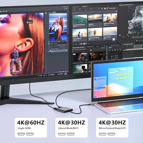 Elevate Your Setup with the Avigers USB C to Dual HDMI Adapter – 4 in 1 Multi-Display Hub for Seamless 4 K Productivity and Gaming, Features 2 HDMI Outputs, PD Charging Port, and USB 3.0 for Lightning-Fast Data Transfer – Lightweight, Portable Design for On-the-Go Professionals and Gamers