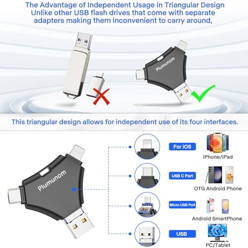 Unlock Endless Memory Storage with the 128 GB i Phone Flash Drive – Effortless Photo & Video Backup, No App Needed, Compatible with i Phone, i Pad, Android & PC, USB 3.0 Speed for Quick Transfers, Compact & Durable Design for On-the-Go Convenience
