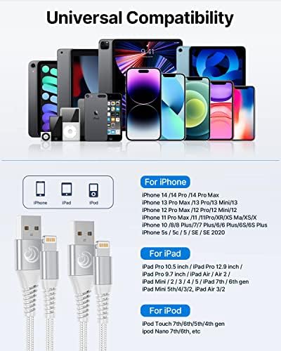 Aioneus 10 ft i Phone Charger 2 Pack – Apple Certified Lightning Cable with Fast Charging, Extra Long Nylon Braided Cord in Stylish Pink for i Phone 13, 12, 11, XS, XR, 10, 8, 7, 6 Plus – Unmatched Durability and Flexibility