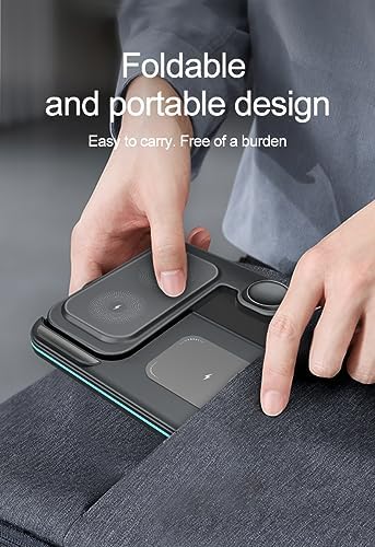 Ultimate 3-in-1 Wireless Charging Dock for i Phone, Apple Watch & Air Pods – MMOBIEL’s 15 W Fast Charging Station with Stylish Magnetic Foldable Design – Sleek Black Finish for Enhanced Compatibility and Efficient Power Delivery