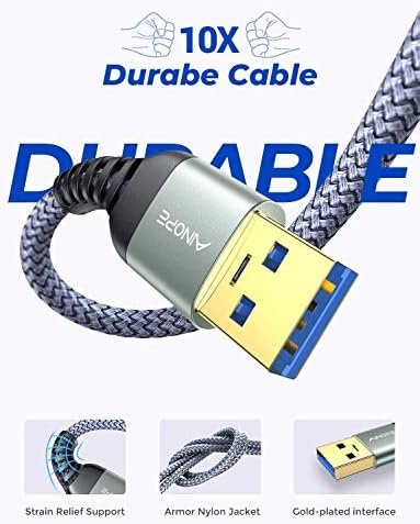 High-Speed AINOPE 2-Pack USB 3.0 A to A Male Cable – 6.6 FT Durable Male-to-Male Connection for KVM Switch, External Hard Drives, Laptops & TVs – Reliable Data Transfer Up to 5 Gbps for Enhanced Productivity and Versatile Use