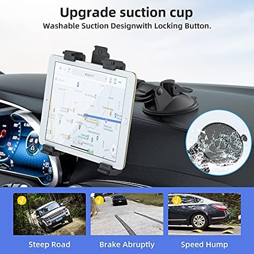 OHLPRO 360° Adjustable Tablet Holder for Car – Versatile Suction Cup Mount for 7″-13″ i Pad and Tablets – Sturdy Arm Clip for Optimal Viewing – Enhanced Compatibility for Windshield & Truck Vent Use – Perfect for Navigation & Entertainment During Road Trips – Durable and Easy to Clean Design
