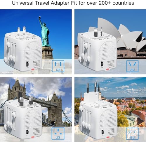 Ultimate International Travel Adapter & Voltage Converter 220 V to 110 V – Fast Charging Solution for Smartphones, Laptops, and Hair Tools – Perfectly Engineered for Global Compatibility Across the US, UK, Europe, and Australia – Essential Travel Accessory for Tech Savvy Travelers