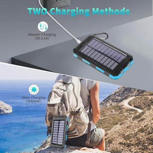 Ultimate 39800 m Ah Solar Power Bank: Fast-Charging Portable USB-C Charger with Built-in LED Flashlight & Compass – Robust Outdoor Companion for All Devices with Dual Recharge Options and Intelligent Safety Features