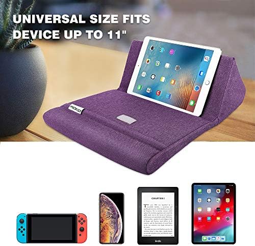 Mo Ko Tablet Pillow Stand – Premium Soft Support for Tablets Up to 11 Inches, Ideal for i Pad 10.2″ (8 th Gen), i Pad Air 4/3, i Pad Pro 11/10.5/9.7, Mini 5/4, Galaxy Tab S6/S7 11″ – Luxurious Hands-Free Viewing Solution in Chic Purple for Ultimate Relaxation and Versatile Use