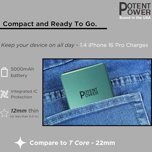 Ultra-Slim 5000 m Ah Mag Safe Wireless Power Bank for i Phone – Fast 20 W Charging with USB-C Cable – Charcoal Gray Portable Charger for i Phone 16/15/14/13/12 – Enhanced Durability and Travel-Friendly Design