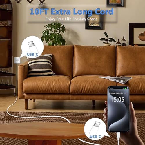20 W USB-C Fast Charger with 10 FT Cable for Ultimate Device Compatibility – Efficient Charging Solution for Air Pods Pro 2, Air Pods Max 2, and i Phone 15/16 – High-Performance Wall Adapter for Unmatched Flexibility and Rapid Power Delivery