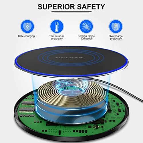 Ultra-Fast 10 W Wireless Charging Pad – Premium Multi-Device Charger for i Phone 14/13/12/11, Samsung Galaxy, Air Pods, and Huawei Mate – Sleek Anti-Slip Design with Safety Features for Home or Office Use