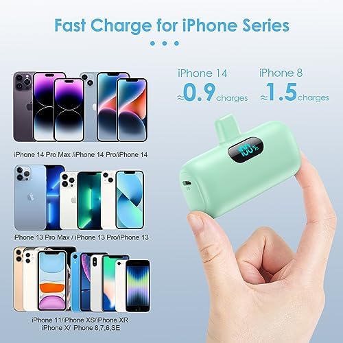Compact Pink Portable Charger for i Phone – 5000 m Ah PD Fast Charging Power Bank, Lightweight Mini Battery Pack Compatible with i Phone 14/14 Pro Max/13/13 Pro/12 Pro/11/XS/XR/X/8/7/6 – Stylish and Versatile Backup Solution for On-the-Go Power