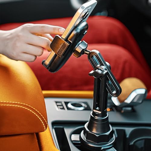 LISEN Premium Adjustable Car Phone Holder – Silver Cup Mount with 360° Rotation for i Phone 16, 15, 14, 13 Pro Max & Samsung S25 – Perfect for Thick Cases & Hands-Free Navigation – Ultimate Stability for Your Drive Experience