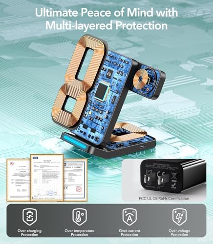 Revolutionary 3-in-1 Foldable Wireless Charging Station for Samsung Devices – Fast Charge Your Galaxy S25 Ultra, S24, S23, S22, Z Fold 7/6, Z Flip, Note & More – Rotatable Charger for Galaxy Watch & Buds – Stylish White Design for Home or Office Use – Maximize Efficiency with Enhanced Compatibility and Portability