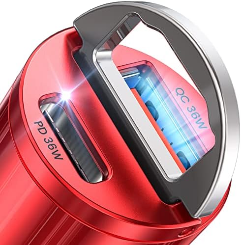 AINOPE Mini Metal USB C Car Charger – Rapid PD & QC3.0 Dual Port Charger for i Phone 16/15/14 Pro Max Plus, Samsung & All Smartphones – Compact Fast Charging Solution for On-the-Go Power Needs – Reliable & Safe Charging in Sleek Design