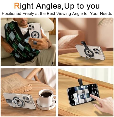 Mag Safe Universal Phone Grip & Kickstand for i Phone 12-16 Pro Max – Versatile Double-Sided Magnetic Holder for Secure Handling & Hands-Free Viewing in Gym, Kitchen & Beyond – Sleek Black Silicone Design for Stylish Convenience and Optimal Performance