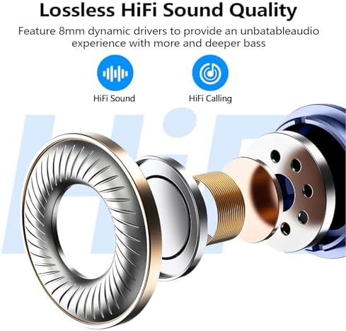 Kurdene Bluetooth 5.3 Wireless Earbuds – Featherweight Sports Earphones Delivering Rich Deep Bass and Crystal-Clear Call Clarity – Chic Light Blue In-Ear Headphones for Ultimate Comfort During Workouts and Daily Activities