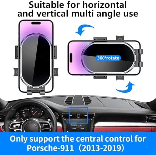 Premium Porsche 911 (2013-2019) GT3 Coupe & Carrera S Car Phone Holder – Stylish Dashboard Mount for Enhanced Navigation and Hands-Free Calls – Secure Mobile Device Holder with 360-Degree Rotation & Universal Fit for Luxurious Driving Experience – Easy Tool-Free Installation