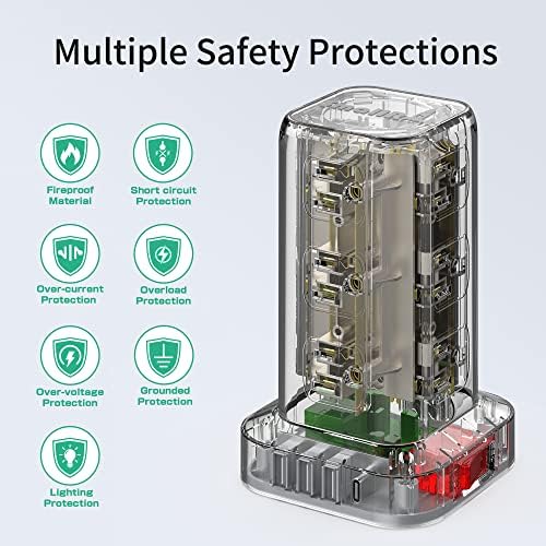 15 FT USB C Surge Protector Power Tower with 12 AC Outlets & 4 Rapid Charging USB Ports – Ultimate Overload Protection for Home and Travel Efficiency – Compact, Versatile Charging Solution for Modern Devices