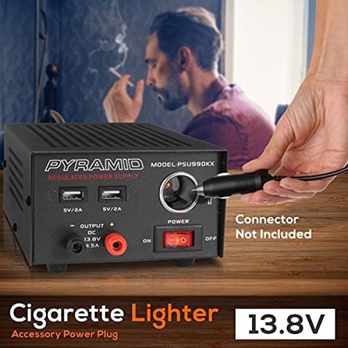 Pyramid Universal Compact Bench Power Supply – 7 Amp AC-DC Converter with 13.8 V Output, Dual USB Charging Ports, and Cigarette Lighter Adapter for Optimal Performance in CB Radios and HAM Systems – Reliable Power Solution for Home Labs and Workshops