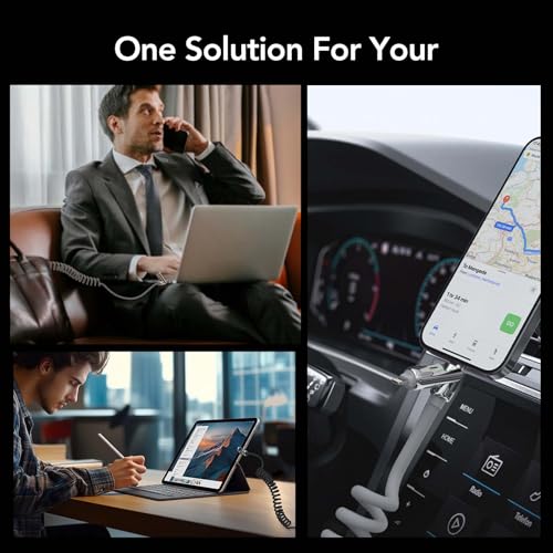 Universal 4-in-1 Coiled USB Charging Cable for Fast 240 W Power Delivery – Multi-Device Compatibility for i Phone 16/15/14/13, i Pad, Samsung, Mac Book, and More – Tangle-Free 6 Ft Design for Effortless Charging Anywhere – Elevate Your Charging Efficiency with Enhanced Durability