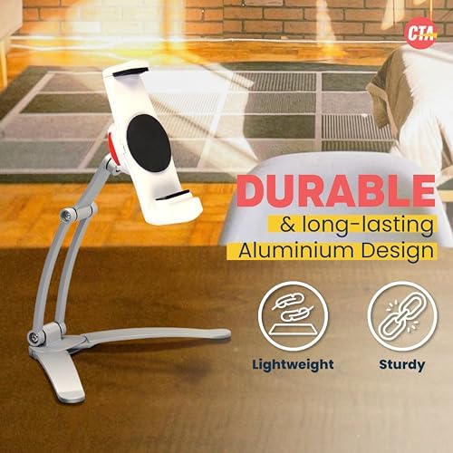 Universal 3-in-1 i Pad Tablet Mount by CTA Digital – Versatile Holder for All i Pad Models (7-13″) – Elegant Silver Design – Wall, Under Cabinet, and Desk Mounting Solutions – Adjustable Viewing Angles for Ultimate Comfort – Perfect for Home, Office, and Travel – Boost Productivity and Entertainment with Effortless Installation and Sturdy Build