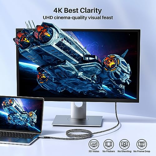 Long USB C Monitor Cable 10FT, 4K@60Hz Video Output 100W PD Charging, 20Gbps Data Transfer, Long USB C 3.2 Gen 2×2 Cable for MacBook, iPad, Dell, LG, ARZOPA, KYY for Portable Monitor – Enhanced Compatibility and Speed