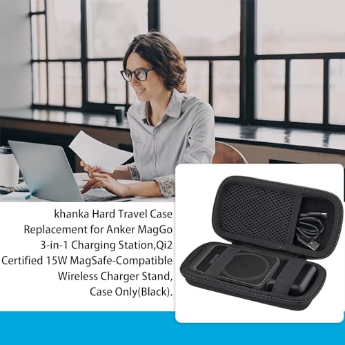 Premium Khanka Hard Travel Case for Anker Mag Go 3-in-1 Charging Station – Ultimate Qi2 Certified Wireless Charger Protection, Lightweight & Custom-Fit Design, Sleek White Finish for Effortless Portability and Organization