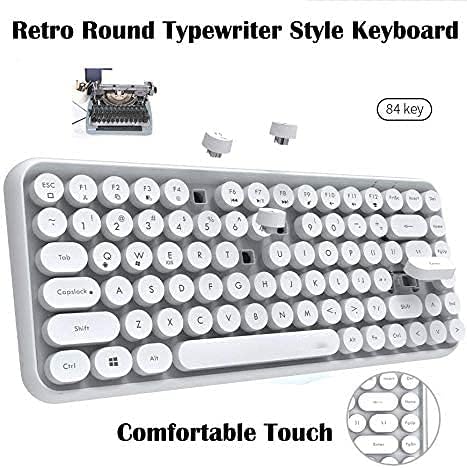 FELICON Retro Mini Wireless Bluetooth Keyboard – Portable 84-Key Typewriter Design for Android, i Pad, Windows & PC – Perfect Companion for Home & Office with Enhanced Compatibility and Rechargeable Battery