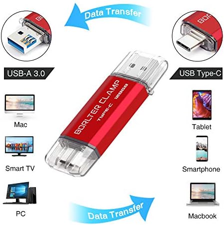 High-Speed 512 GB Dual Port USB 3.0 Type C Flash Drive – Versatile OTG Memory Stick for Android Smartphones & PCs, Compatible with Samsung Galaxy S10/S9/S8/Note 9, LG, Google Pixel – Compact & Stylish Red Design for Effortless File Transfers